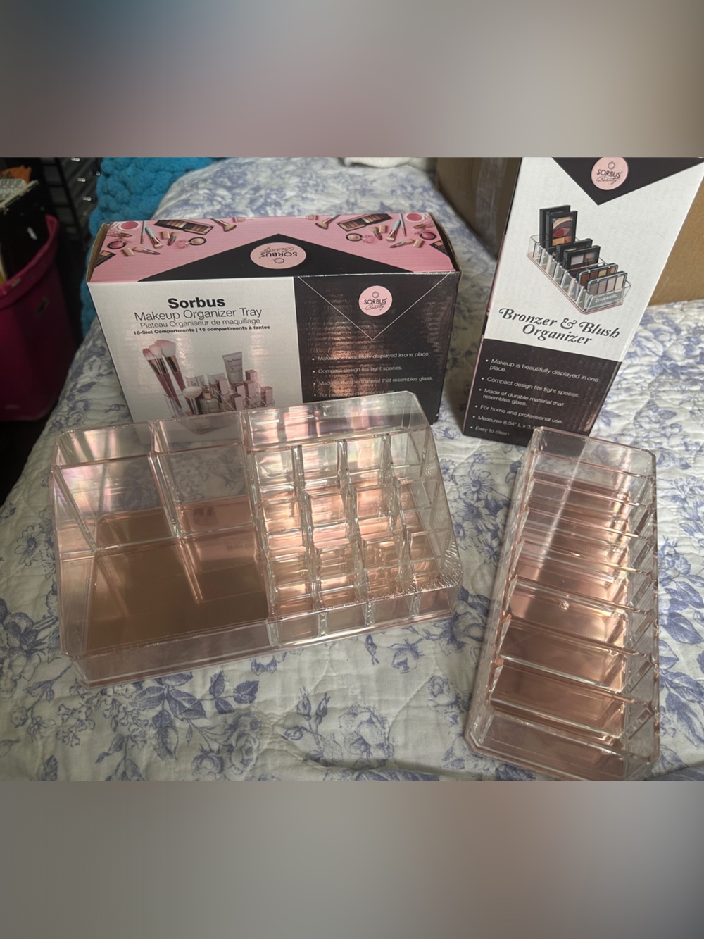Sorbus Rose Gold Makeup Organizer Set - Women Makeup Storage